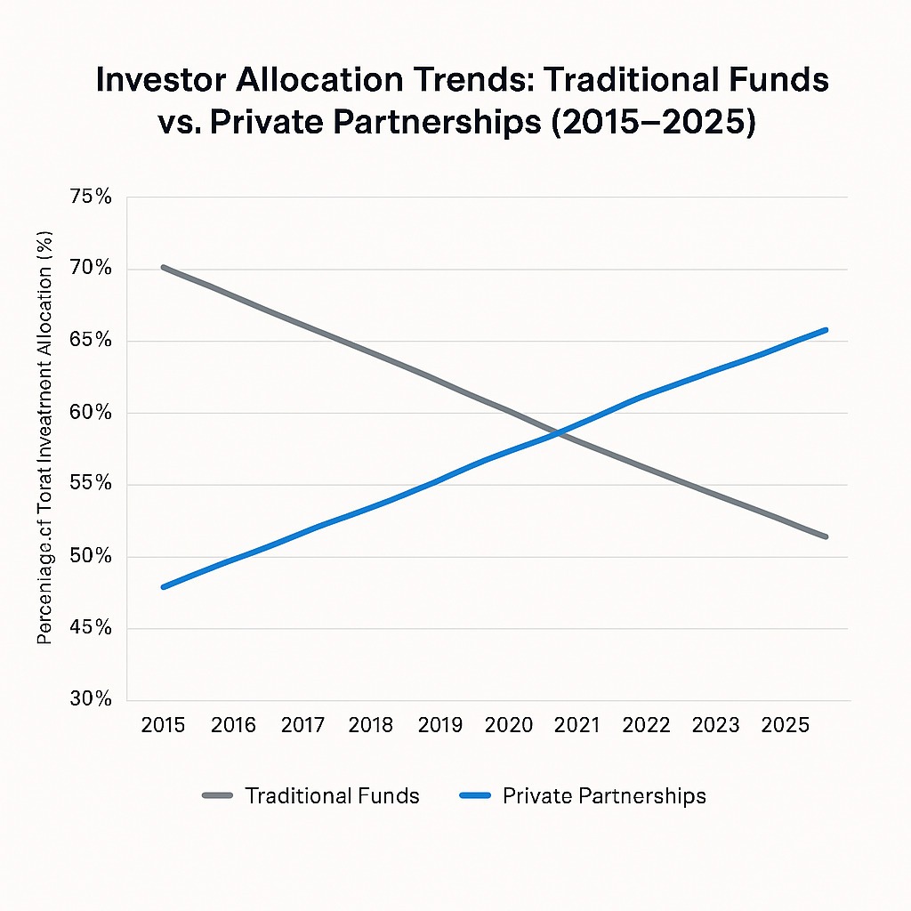 Graph showing investor shift from traditional funds to private partnerships